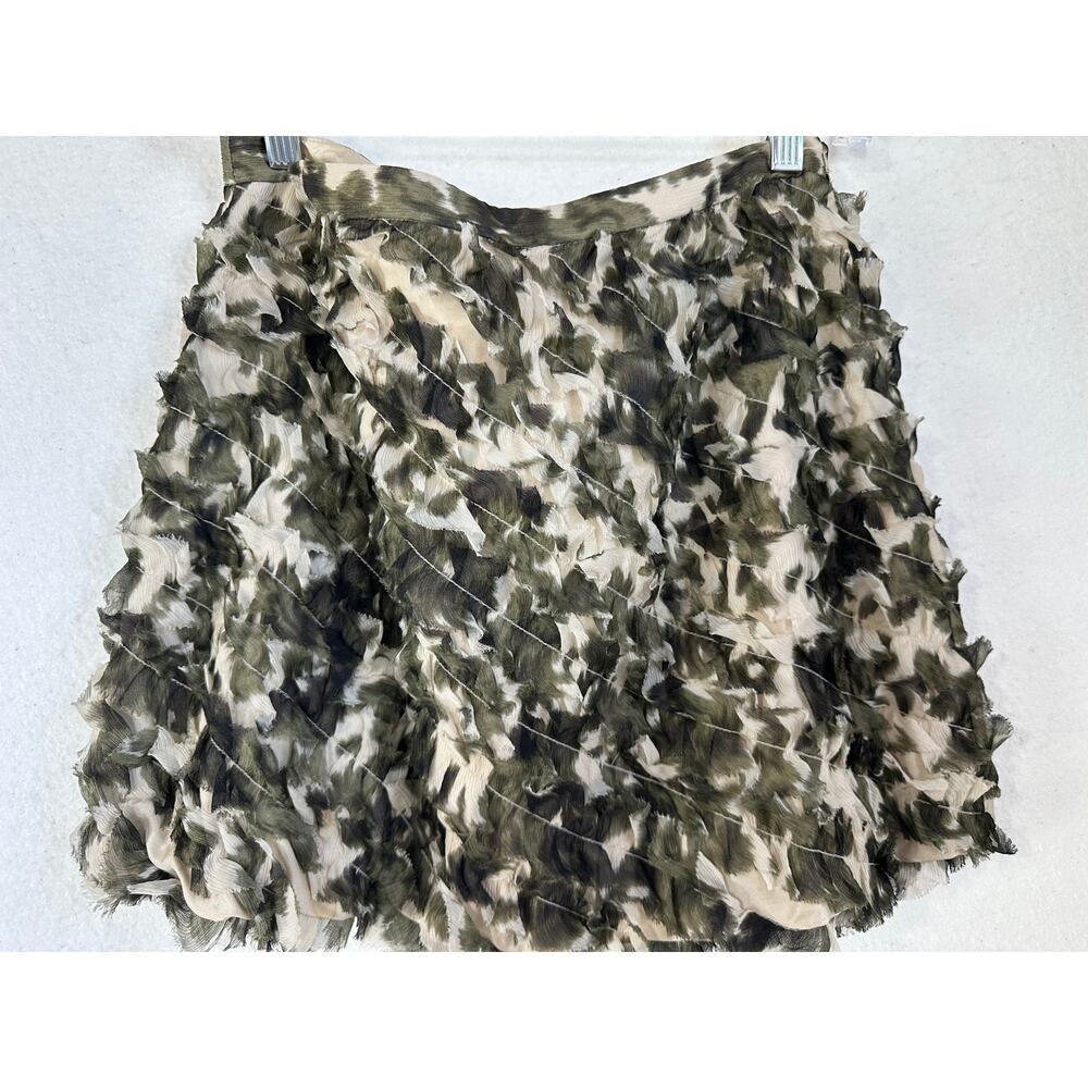 J.Crew Women's Silk Army Green Camouflage Animal Print Mini Skirt SZ 4